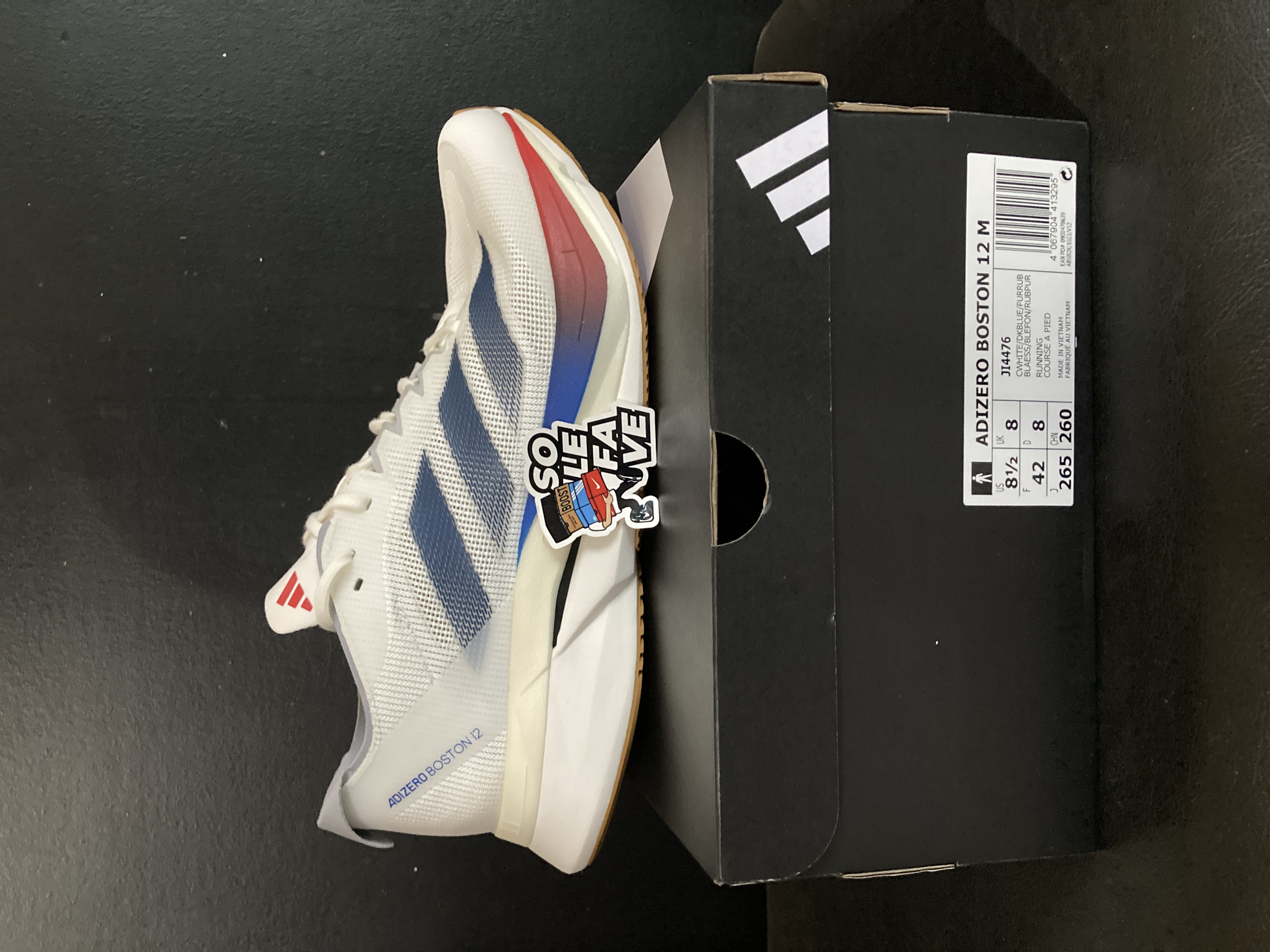 Sepatu Lari ADIDAS ADIZERO BOSTON 12 “Core White-Dark Blue-Pure Ruby”